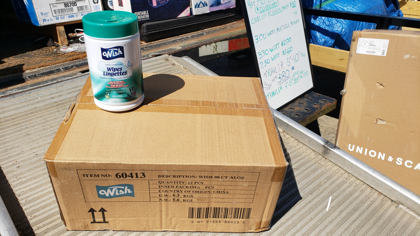 Wish Hand Sanitizing Wipes 80ct Pack of 3 (240ct Total) or CASE of 12 (960ct)