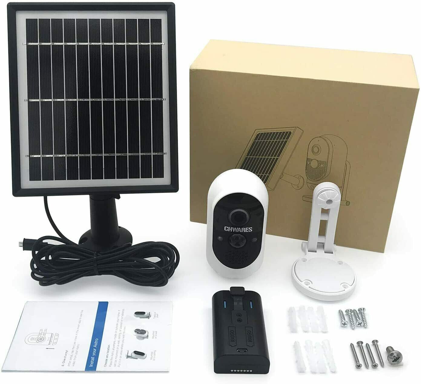 CHWARES Outdoor Security Camera Wireless Solar Panel 1080P Video Night Vision