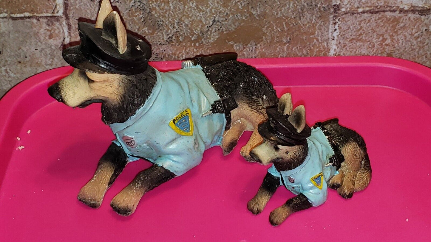 Police German Shepard dogs in uniform figurines