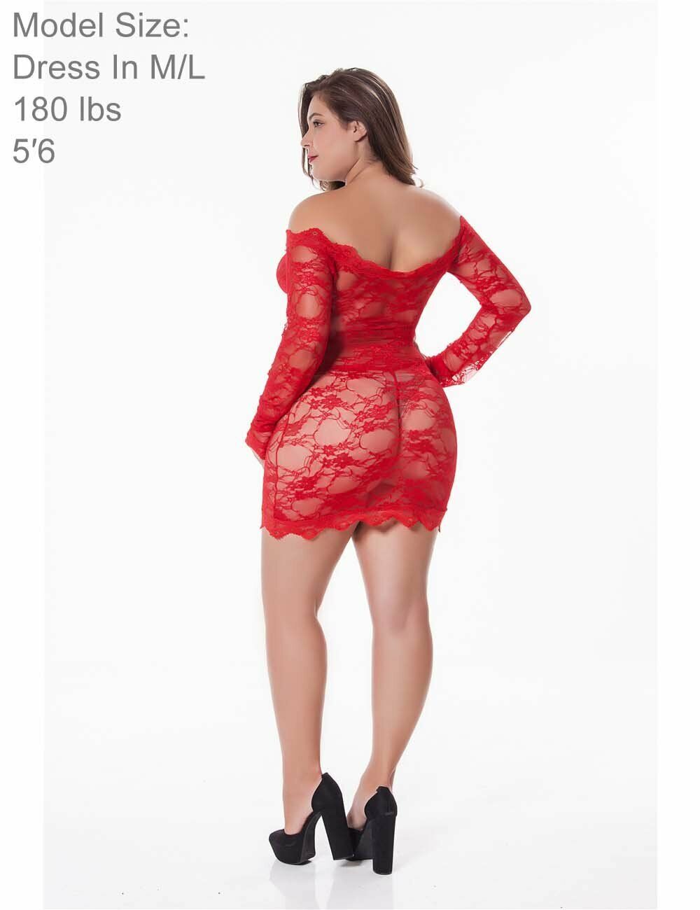 LINGERLOVE Womens Plus Size Lingerie Chemise Floral Lace Babydoll See Through
