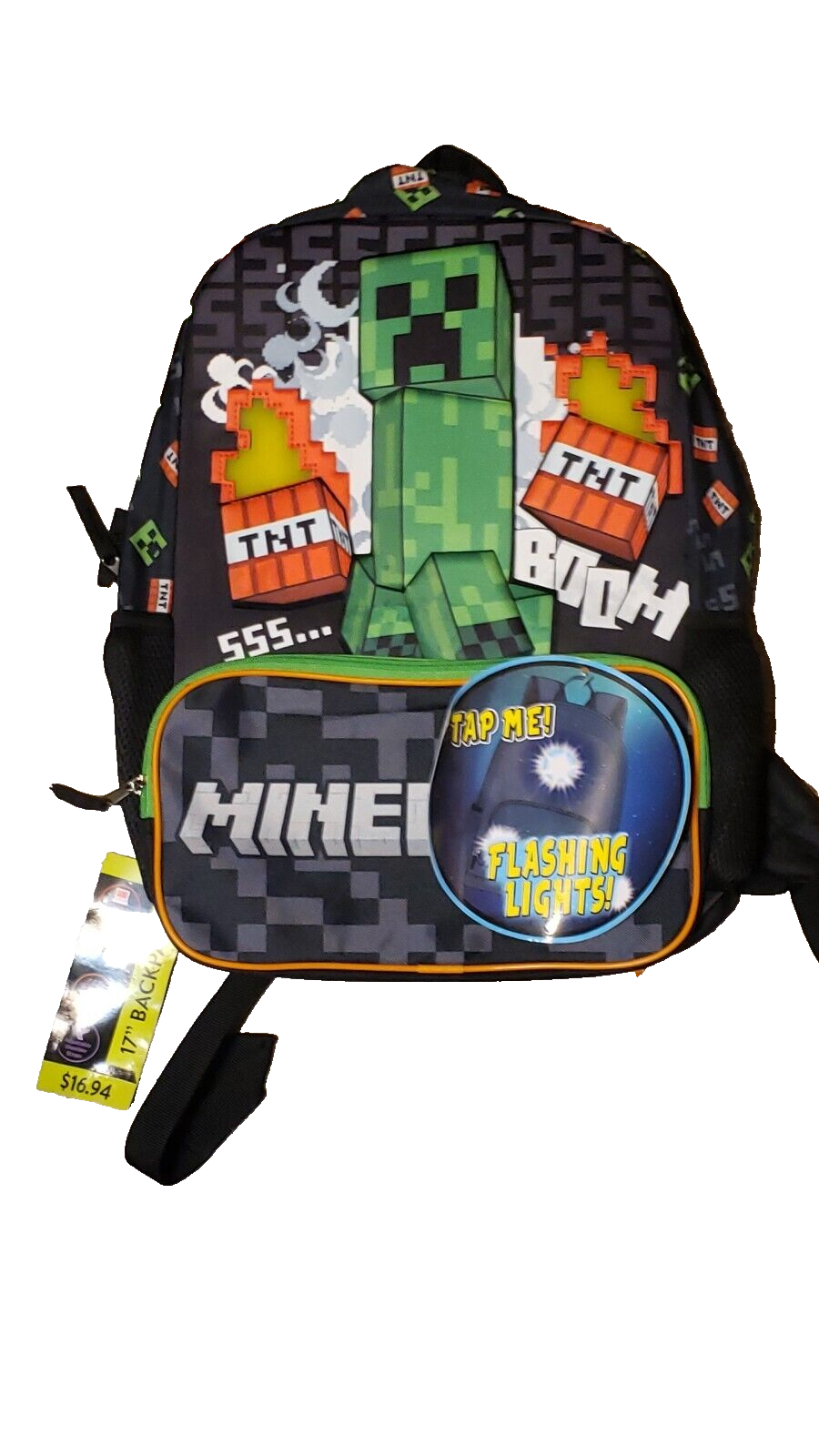 Minecraft TNT Boys 17" Light Up & Minecraft Survival mode w headphone backpacks