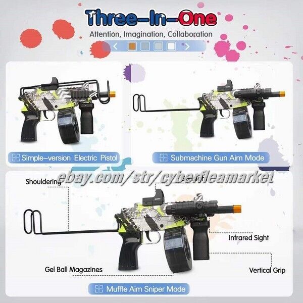 Green Camo AutoElectric Blaster Scorpion Gel Splatter Ball gun/Light up sight