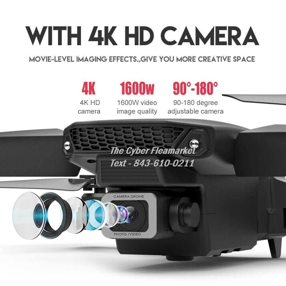 E88 Pro WIFI FPV Foldable Quadcopter HD 4K Wide Angle Dual Camera Drone GREY