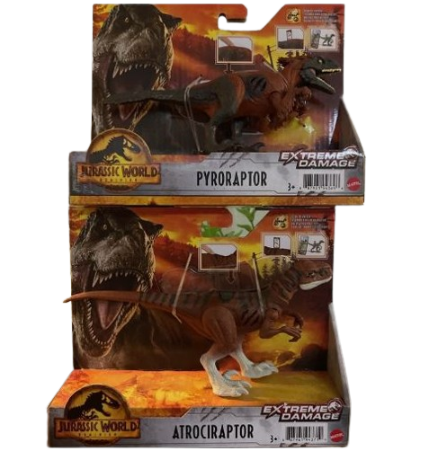 Jurassic World Dominion Extreme Damage Dinosaurs Pyroraptor & Atrociraptor NEW
