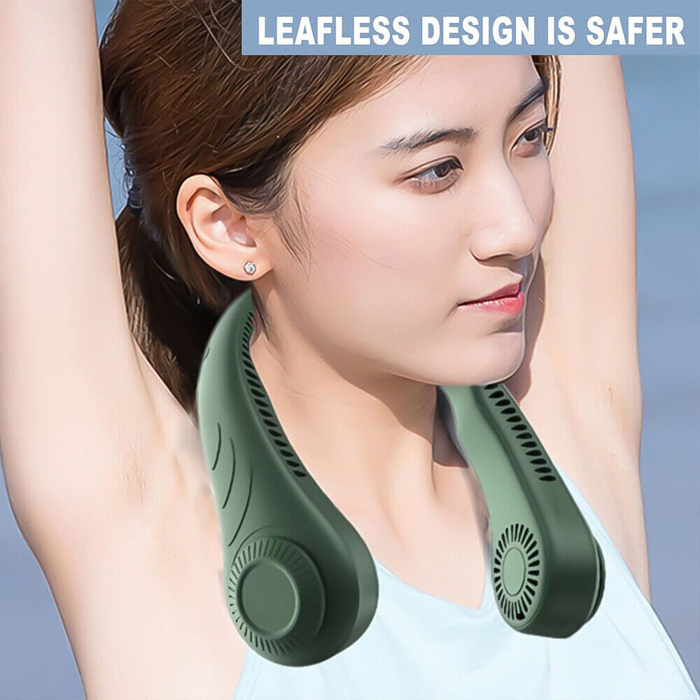 Portable USB Rechargeable Neckband Dual Cooling Mini Neck Fan - BLADELESS
