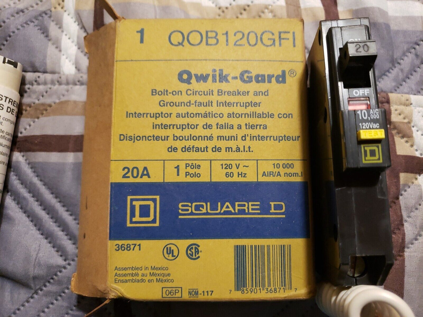 Square D, Q0120, GFI Circuit Breaker And Ground Fault Interrupter, 20 AMP (NIB)