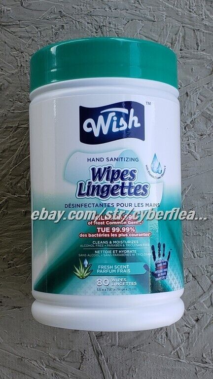 Wish Hand Sanitizing Wipes 80ct Pack of 3 (240ct Total) or CASE of 12 (960ct)