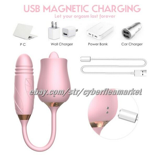 Thrusting Tongue Oral Clit Licking Rose Vibrator G Spot Dildo Sex Toys ANY GENDE