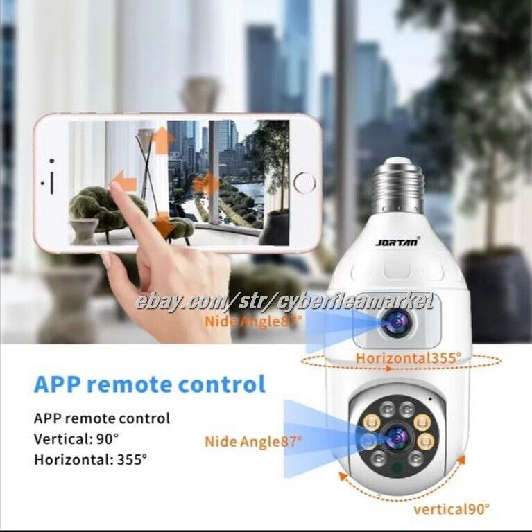 ICSEE WiFi Dual Lens Home E27 Security Camera Smart Outdoor HD IR Night Vision