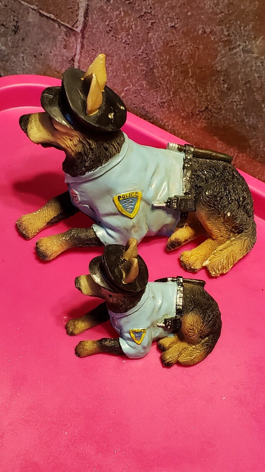 Police German Shepard dogs in uniform figurines