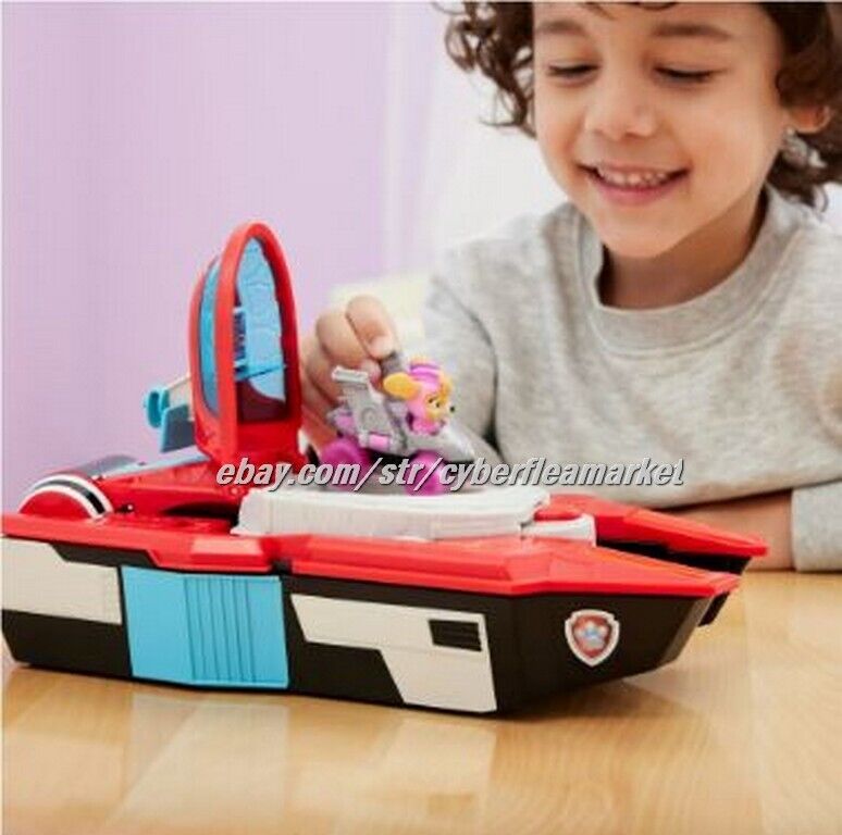 Paw Patrol The Mighty Movie Aircraft Carrier HQ with Chase Action Figure "NEW"