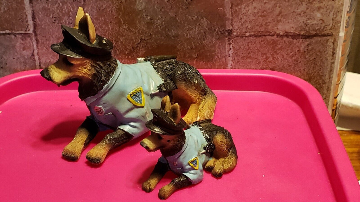 Police German Shepard dogs in uniform figurines