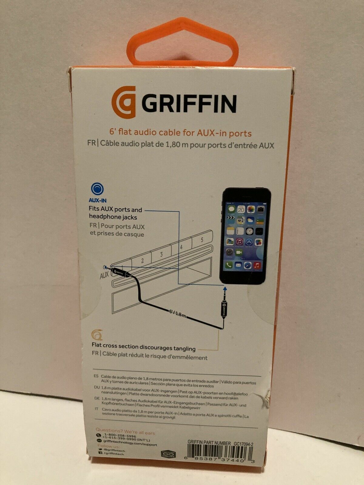 Griffin Flat AUX Adio Cable For Android Apple Ect.
