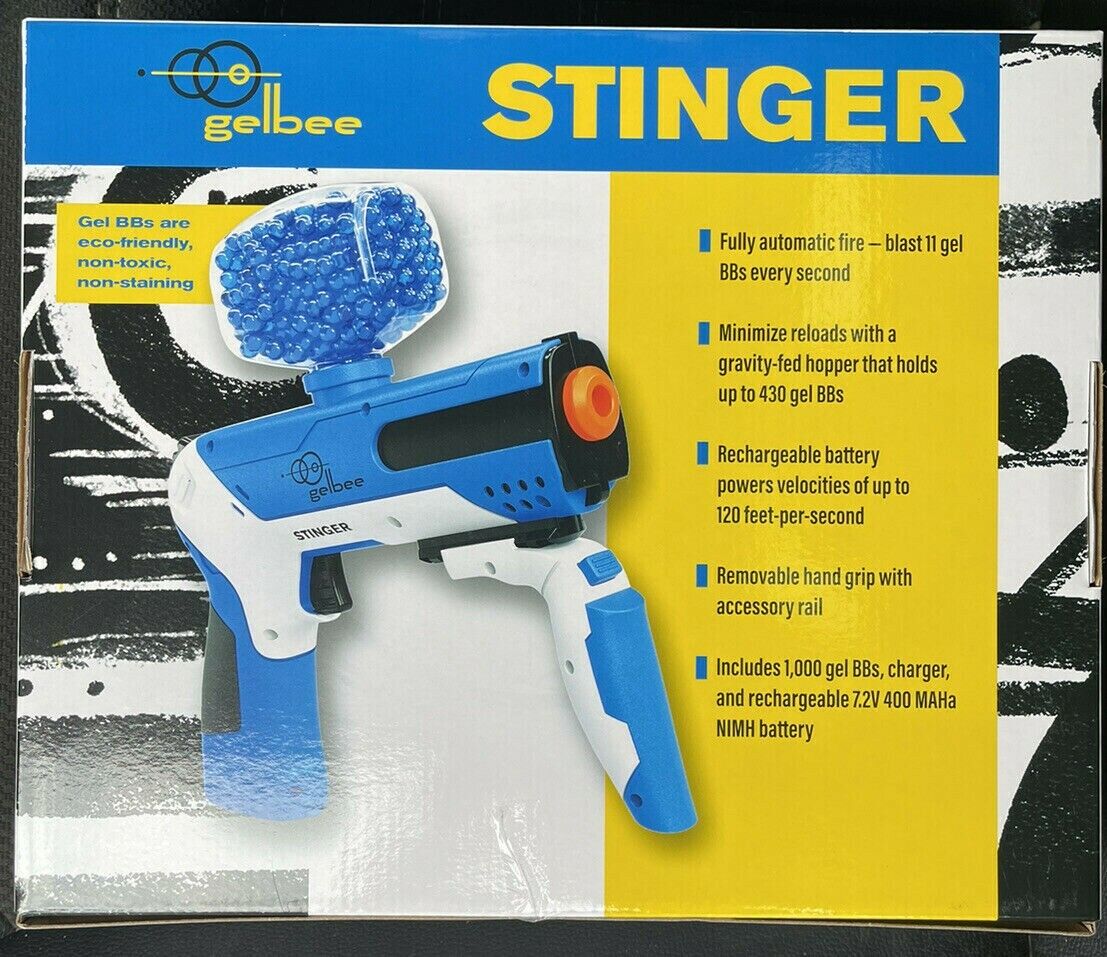 Brand New In Box Gelbee Stinger Gel-BB Blaster Fully Auto GFGBB3, Blue