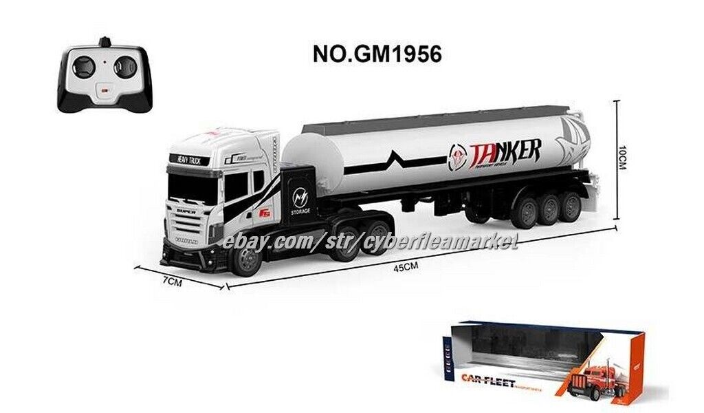 RC Semi & Tanker 18 Inch 2.4Ghz Fast Speed 1:16 Scale RECHARGEABLE WHITE