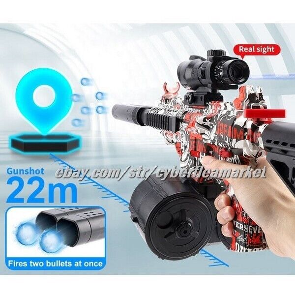 Splatter Ball Gun Double Barrel Gel Blasters 7.5 500mah battery and double drum