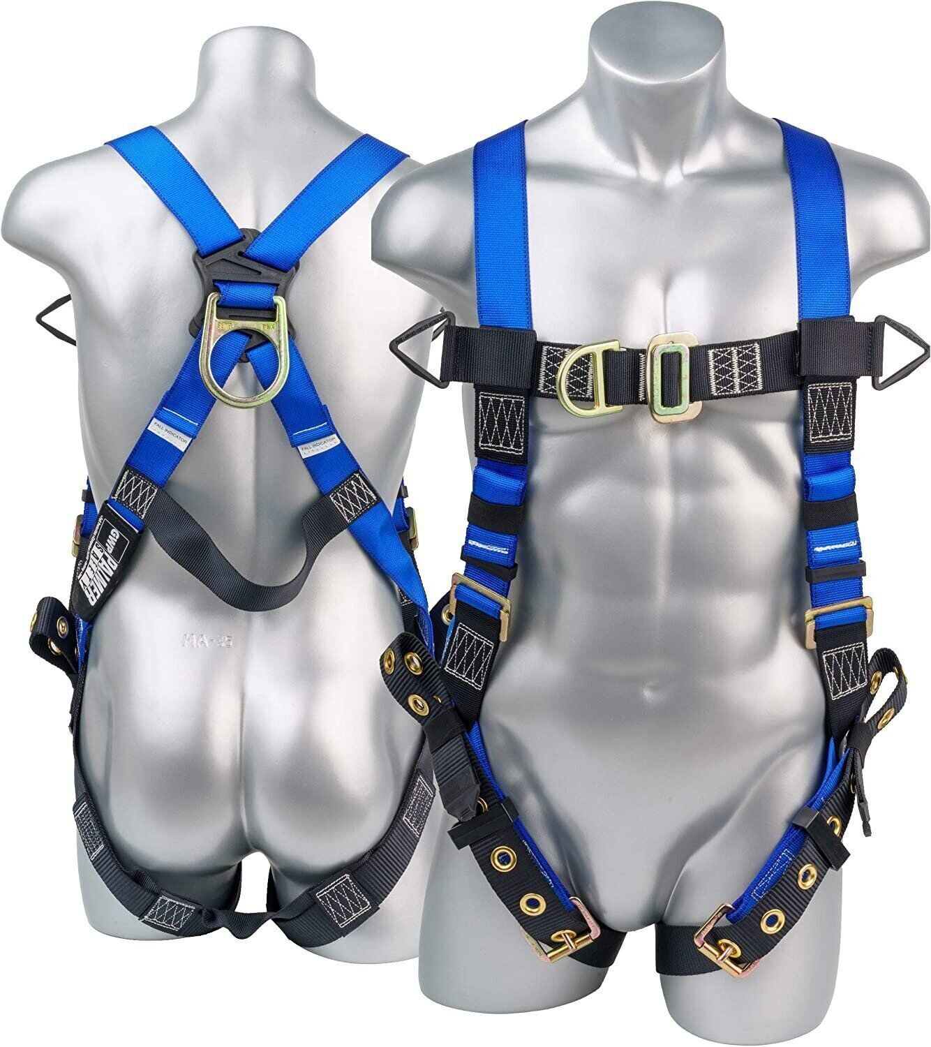 Fall Protection Body Safety Harness w/ 5pt Adjustments, Pass-through Chest,...