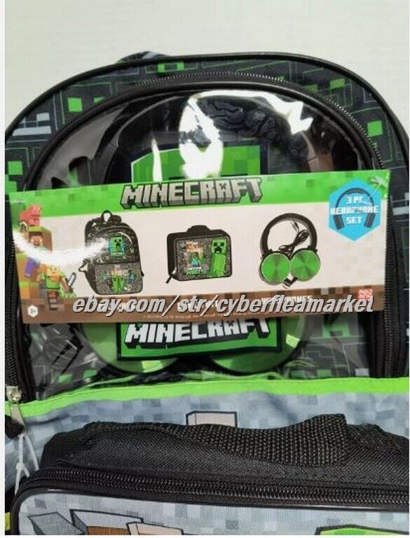 Minecraft TNT Boys 17" Light Up & Minecraft Survival mode w headphone backpacks