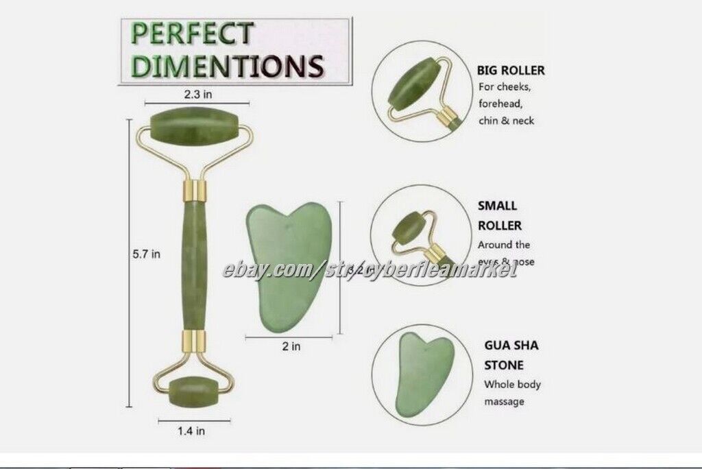 Jade Stone Face Roller and Gua Sha Set Facial Treatment Skin Care Regimen