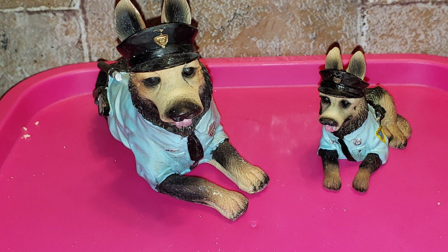 Police German Shepard dogs in uniform figurines
