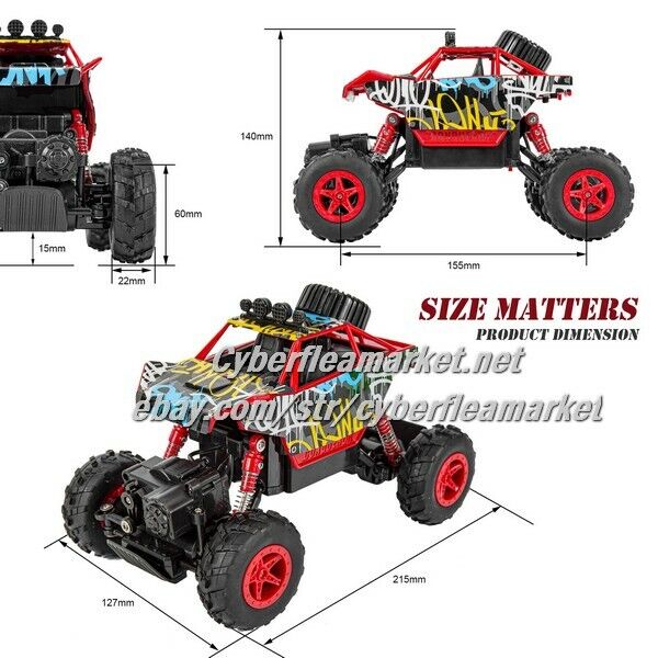 RC Car Rock Crawler Monster Truck 2.4Ghz 4WD Off Road Crawler Vehicle 1:10 RED