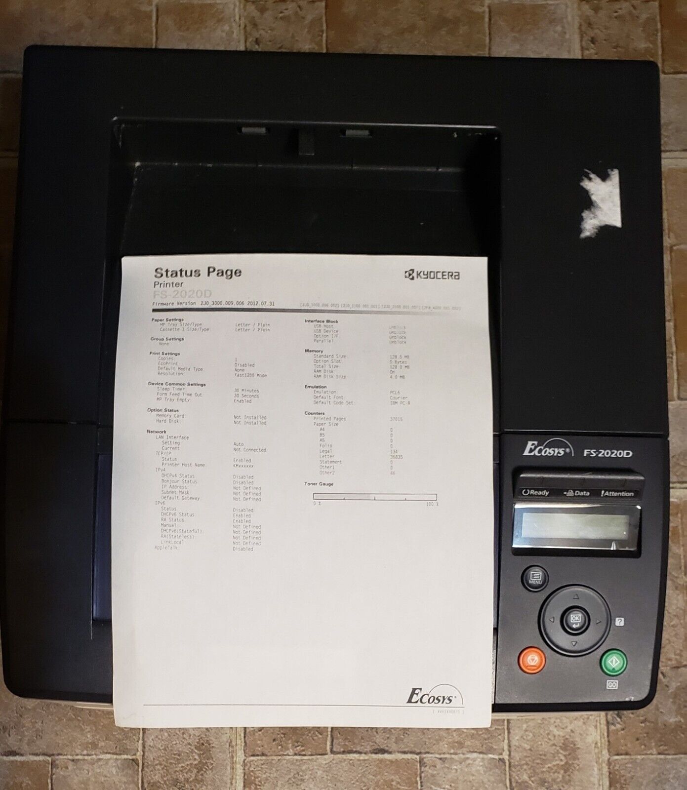 Kyocera Ecosys FS-2020D Workgroup Monochrome Laser Printer -OFF LEASE UNITS