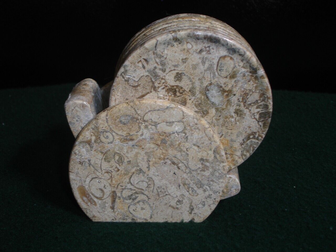 Set Of 6 Brown Marble Coaster Set With Marble Holder