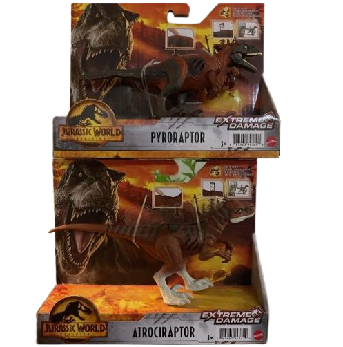 Jurassic World Dominion Extreme Damage Dinosaurs Pyroraptor & Atrociraptor NEW