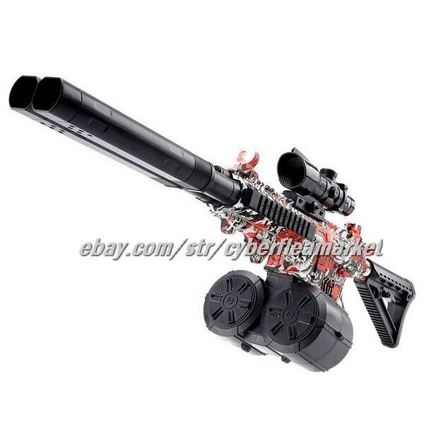 Splatter Ball Gun Double Barrel Gel Blasters 7.5 500mah battery and double drum