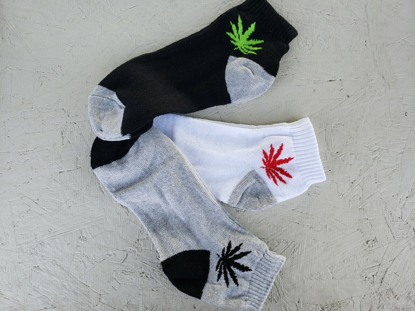 3 Pair Marijuana Leaf Weed Pot Ankle Socks Low Cut Running Mens Womens 10-13
