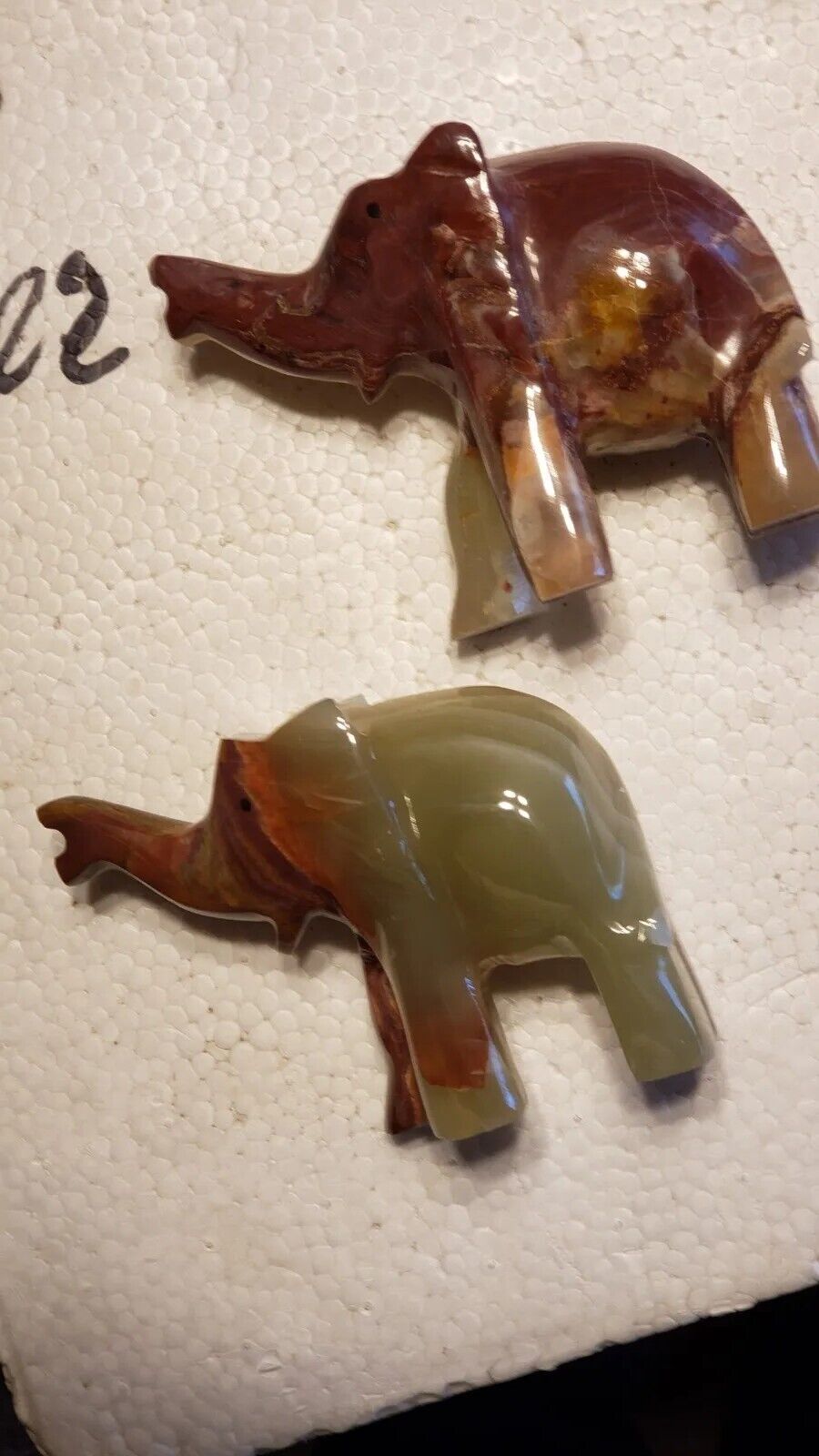 Vintage Marble Onyx Stone Hand Carved Elephant Figurine Statue 4 inches Tall