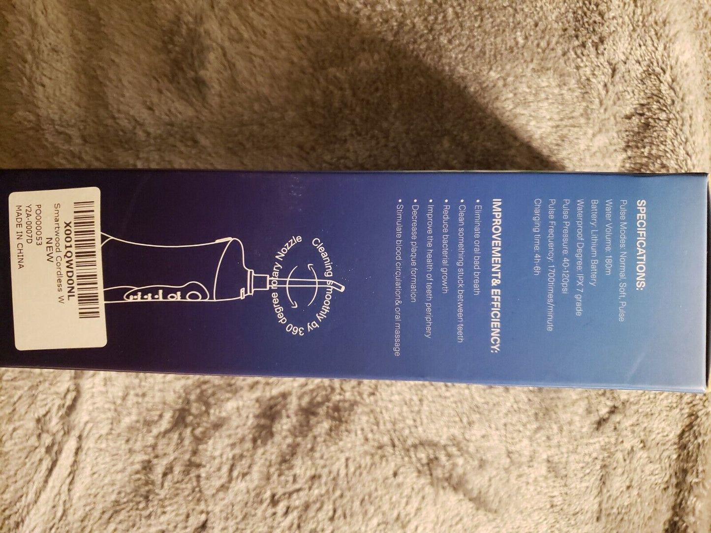 Smartwood Oral Irrigator 360 Degree Rotary Nozzle Cordless Rechargeable
