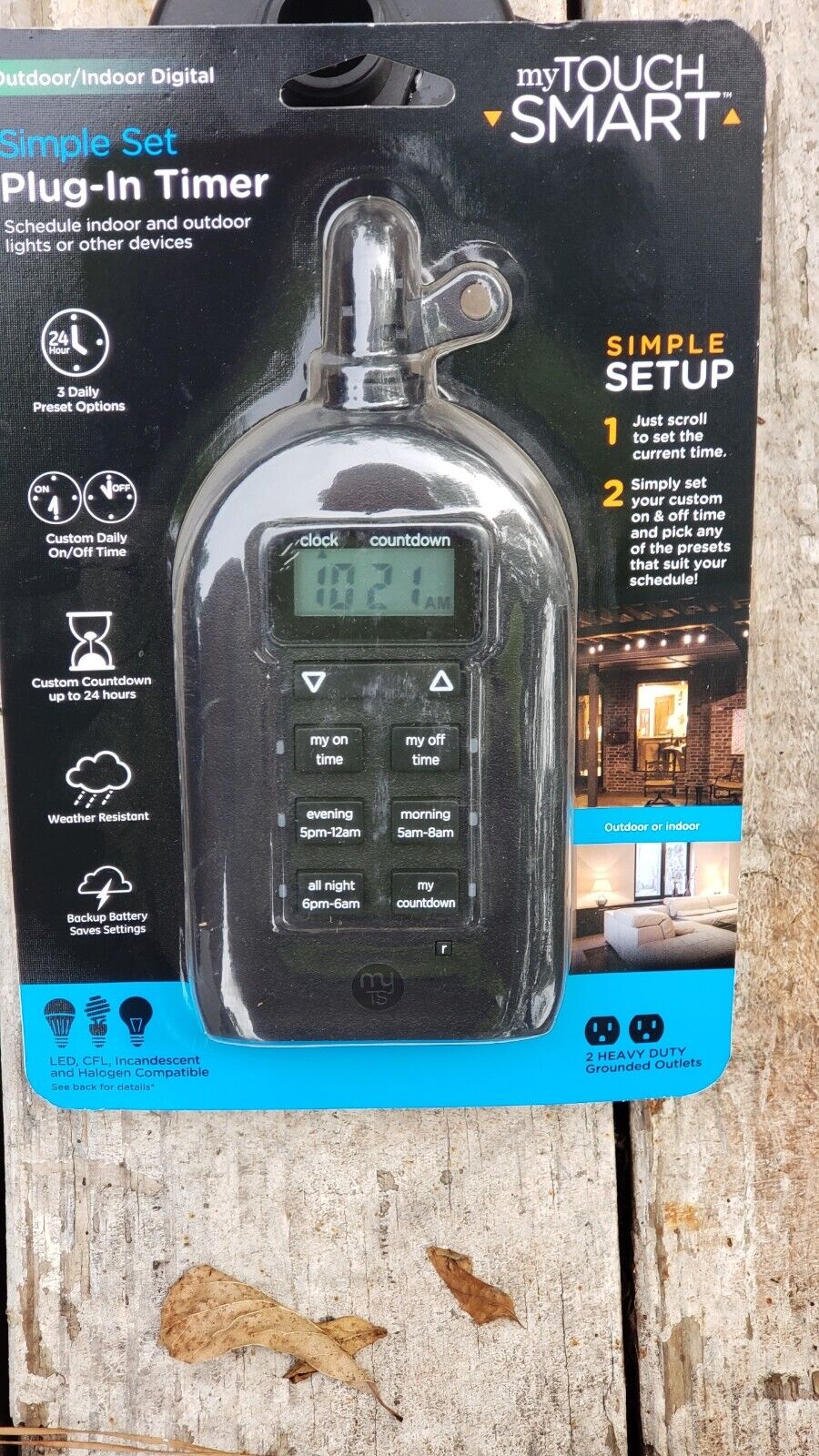 My Smart Touch Simple Set Outdoor/Indoor Plug-In Digital Timer BRAND NEW AS IS