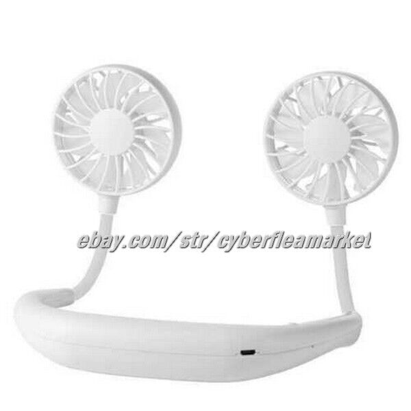 Portable USB Rechargeable Neckband Lazy Neck Hanging Dual Cooling Mini Fan