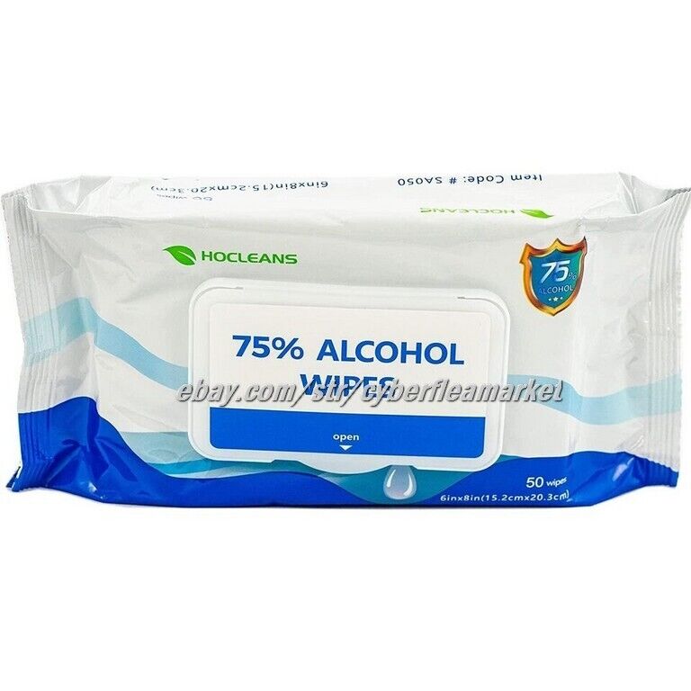 Hocleans 75% Alcohol wet Sanitizer Wipes 24 PACKS of 50 (1200 Wipe) NEW CASE
