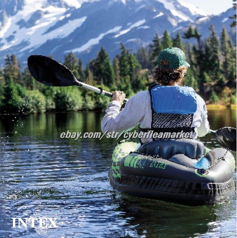 INTEX Challenger Inflatable Kayak K1 w Deluxe 86in Kayak Paddles + Pump