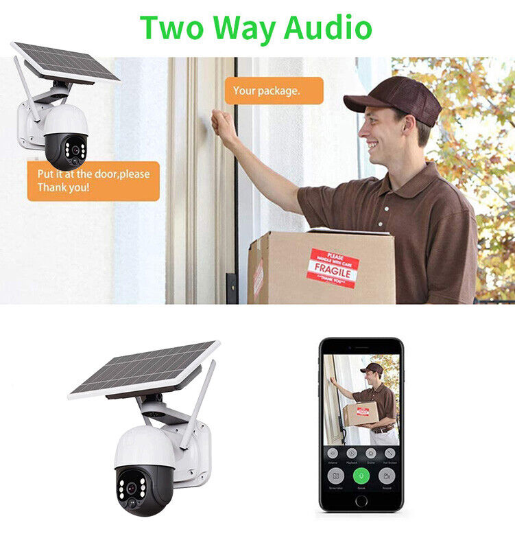 3MP WIFI SOLAR Camera Wireless Outdoor PTZ Smart Home Security IR Cam