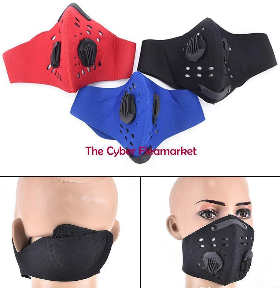 Carbon Activated Face Mask Washable Reusable Neoprene PM2.5 RED/BLUE/BLACK