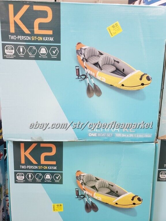 Intex Sierra K2 Inflatable Kayak Oars Hi-Output Pump Carry Bag Free Shipping