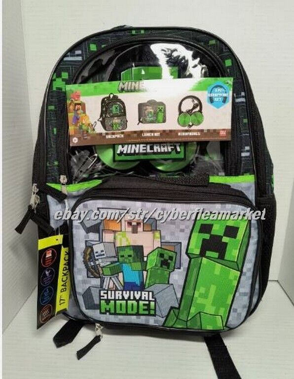 Minecraft TNT Boys 17" Light Up & Minecraft Survival mode w headphone backpacks