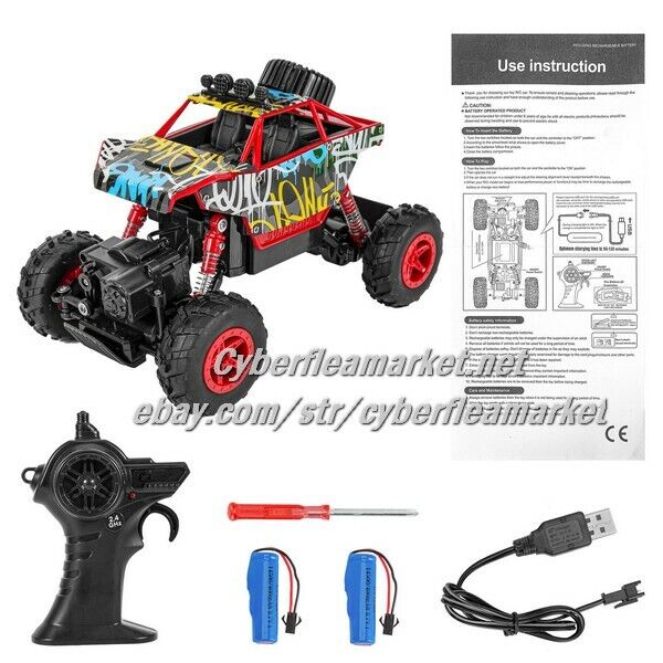 RC Car Rock Crawler Monster Truck 2.4Ghz 4WD Off Road Crawler Vehicle 1:10 RED