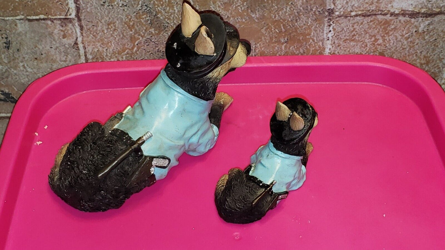 Police German Shepard dogs in uniform figurines