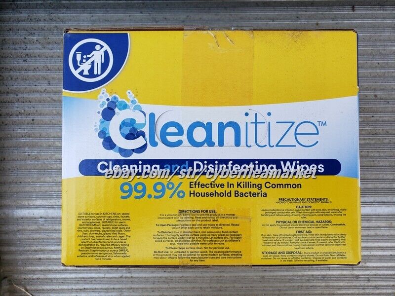 Cleanitize Cleaning And Sanitizing Wipes Case / 6 Packs 72 Count Each 432 Total