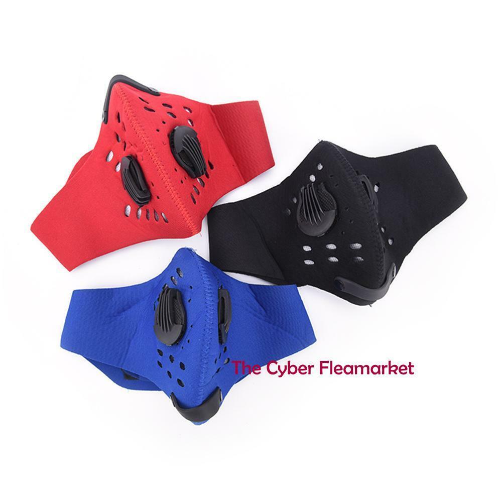 Carbon Activated Face Mask Washable Reusable Neoprene PM2.5 RED/BLUE/BLACK