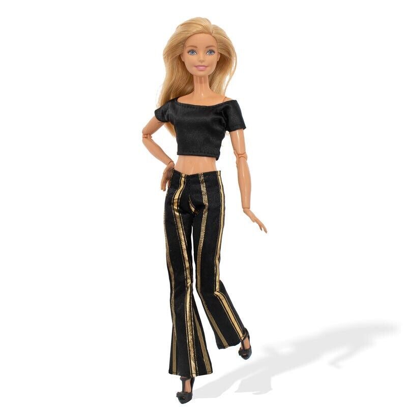 Premium Designer Black Fashion Clothes Set for 11.5" Doll Outfits TOPS&BOTTOMS