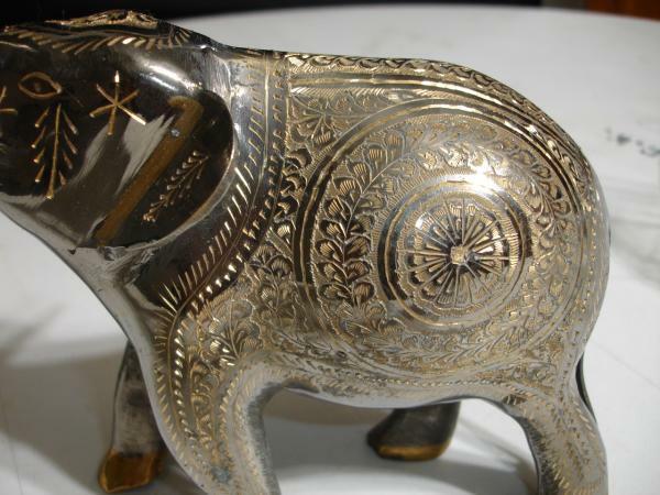 8 inch Brass Elephant with RAISED TRUNK