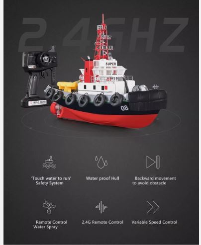 RC Henglong 3810 2.4G RTR Seaport Tug Boat With Lights & WORKING WATER HOSE