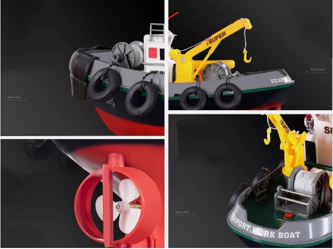 RC Henglong 3810 2.4G RTR Seaport Tug Boat With Lights & WORKING WATER HOSE