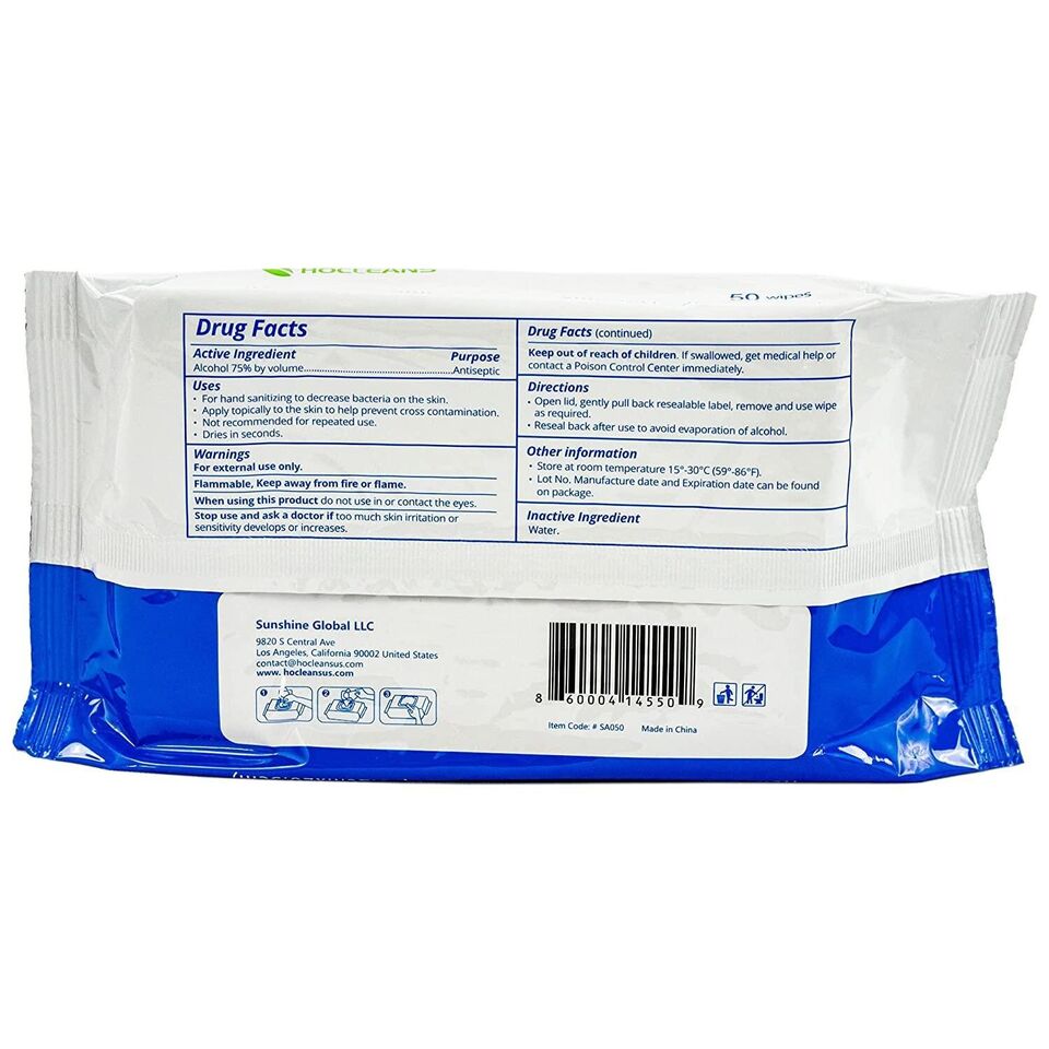 Hocleans 75% Alchohol Wet Sanitizer Wipes 24 Paks of 50 Wipes - 1200 Wipes