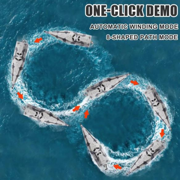 RC Police Pursuit Ship with operating Water Cannon / RC Camo Attack Boat